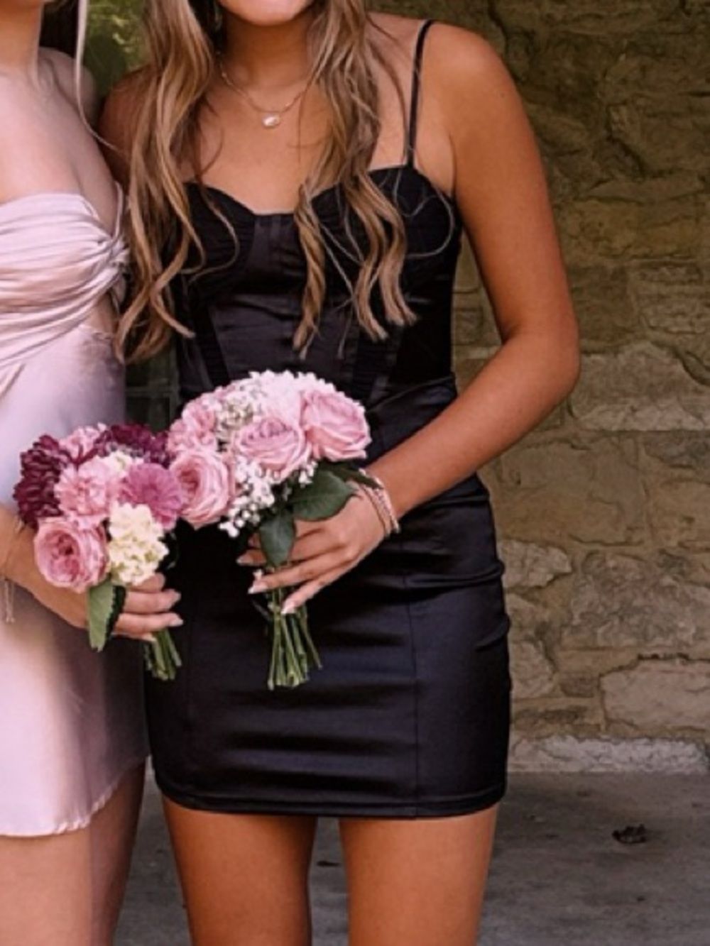 Windsor Black Satin Mini Dress with Spaghetti Straps - Women’s Homecoming Dress